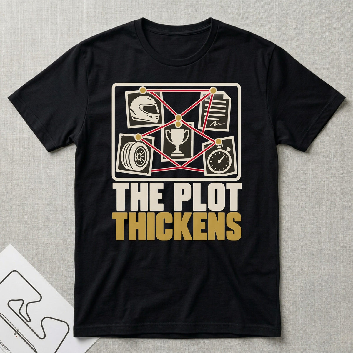 Plot Thickens T-Shirt - Motorsport-inspired graphic tee by Apex Paddock