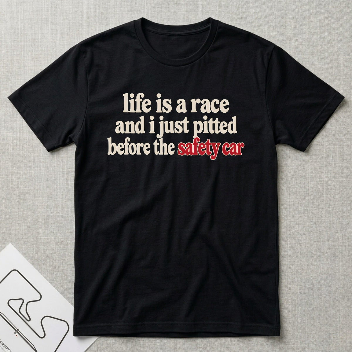 Pitted Before Safety T-Shirt - Motorsport-inspired graphic tee by Apex Paddock