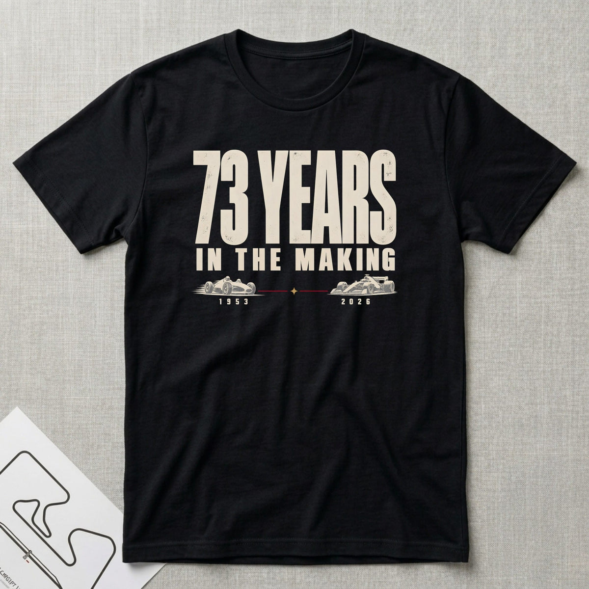 Seventy Three Years T-Shirt - Motorsport-inspired graphic tee by Apex Paddock