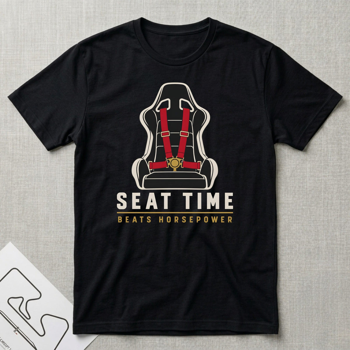 Seat Time Beats T-Shirt - Motorsport-inspired graphic tee by Apex Paddock