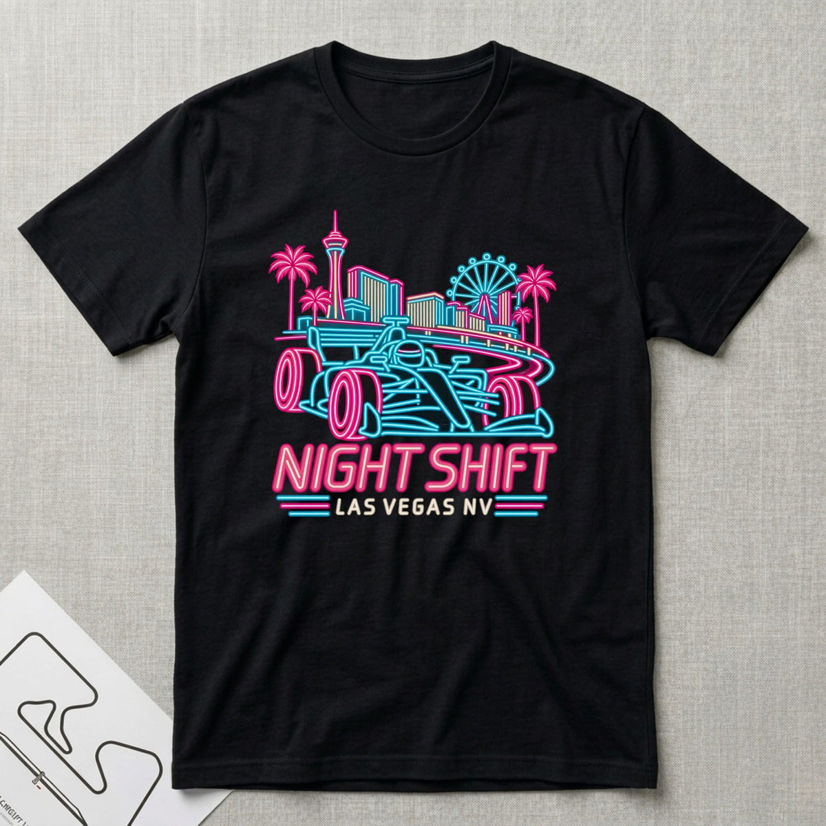 Neon Vegas T-Shirt - Motorsport-inspired graphic tee by Apex Paddock