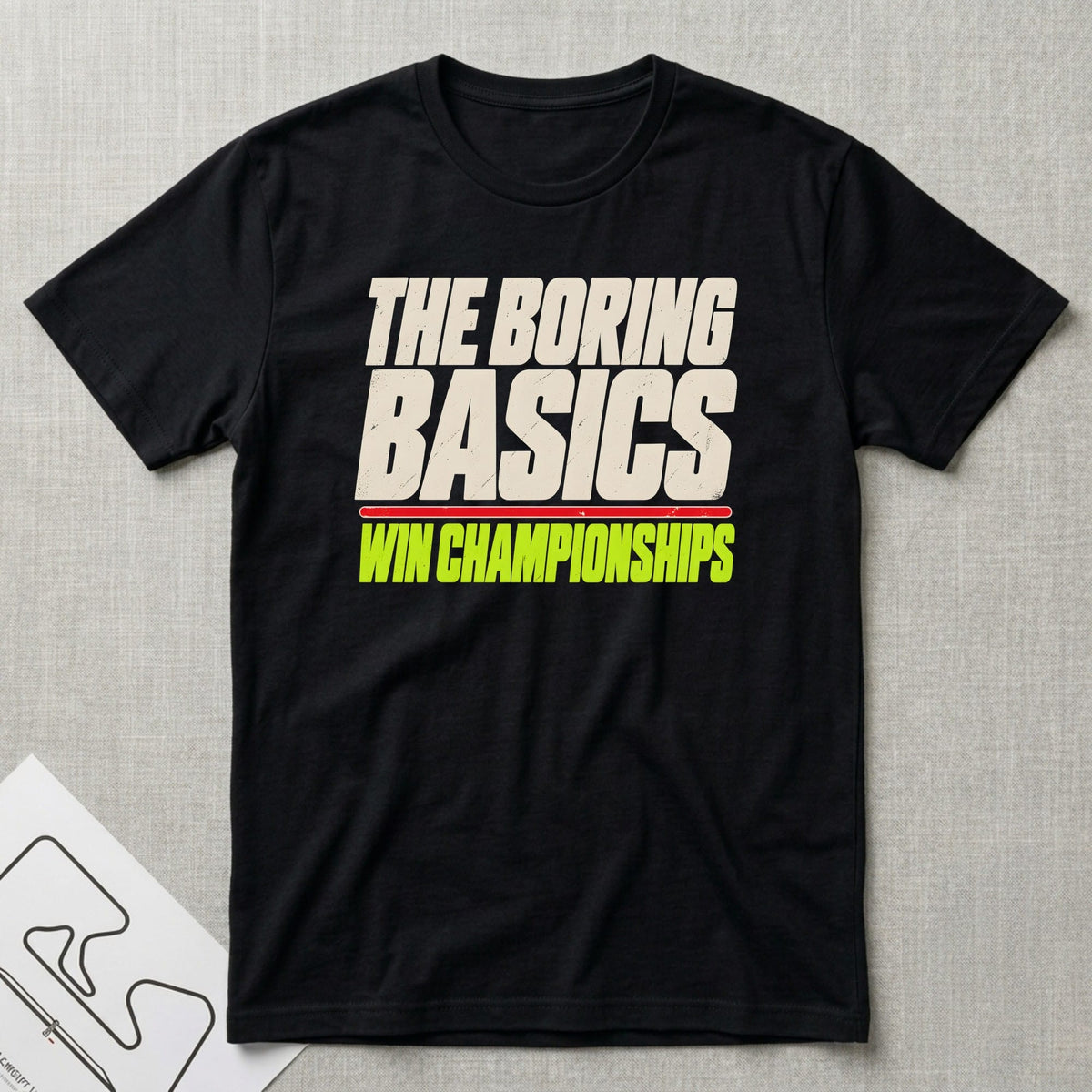 Boring Basics T-Shirt - Motorsport-inspired graphic tee by Apex Paddock