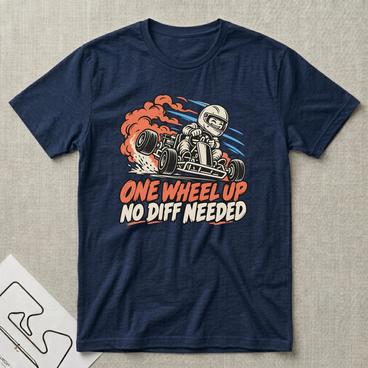 One Wheel Up T-Shirt - Motorsport-inspired graphic tee by Apex Paddock