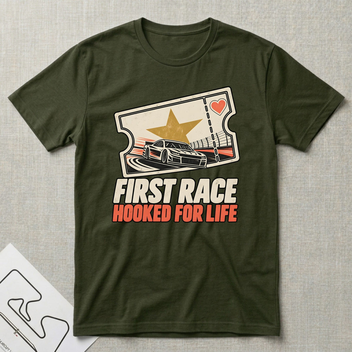 First Race T-Shirt - Motorsport-inspired graphic tee by Apex Paddock