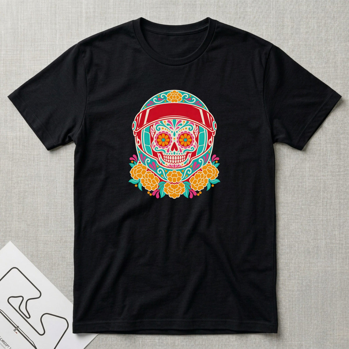 Calavera Helmet T-Shirt - Motorsport-inspired graphic tee by Apex Paddock