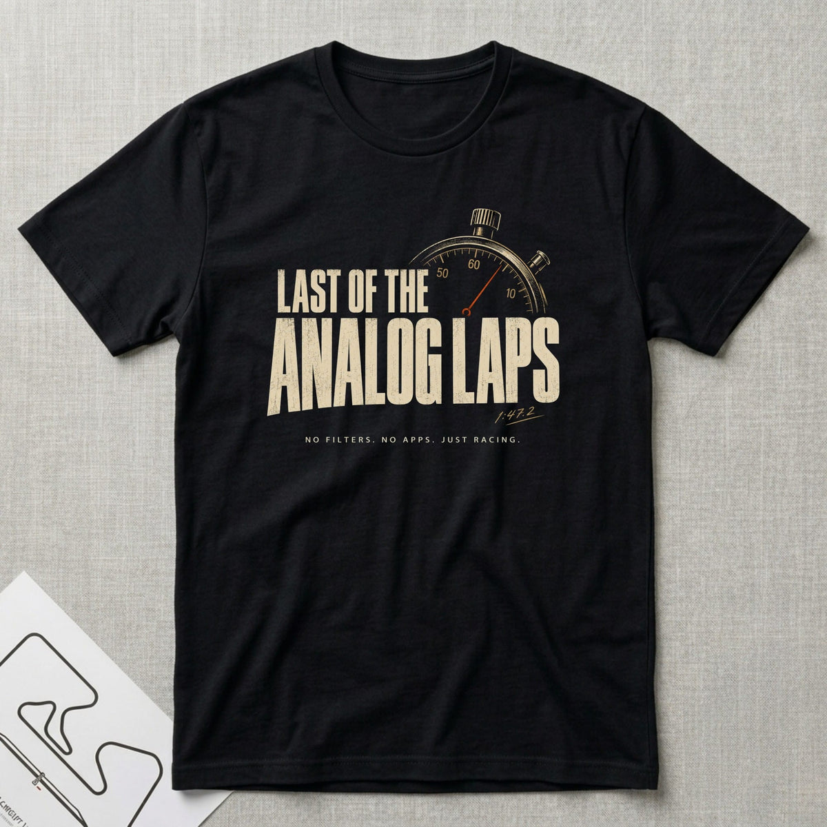 Analog Laps T-Shirt - Motorsport-inspired graphic tee by Apex Paddock