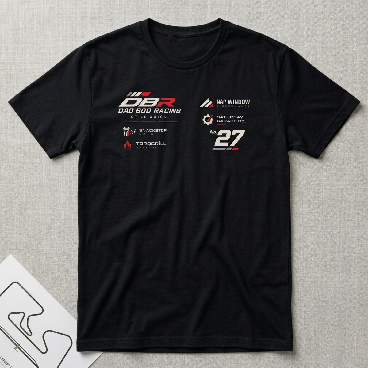 Dad Bod Racing T-Shirt - Motorsport-inspired graphic tee by Apex Paddock