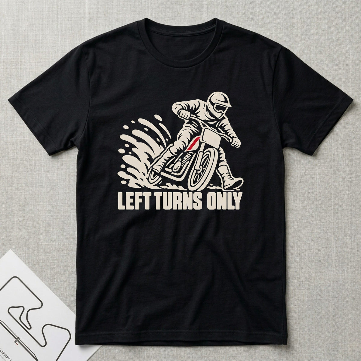 Left Turns Only T-Shirt - Motorsport-inspired graphic tee by Apex Paddock