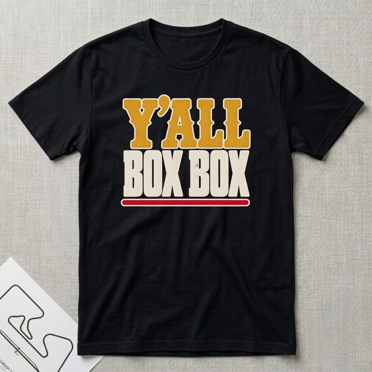 Y'All Box Box T-Shirt - Motorsport-inspired graphic tee by Apex Paddock