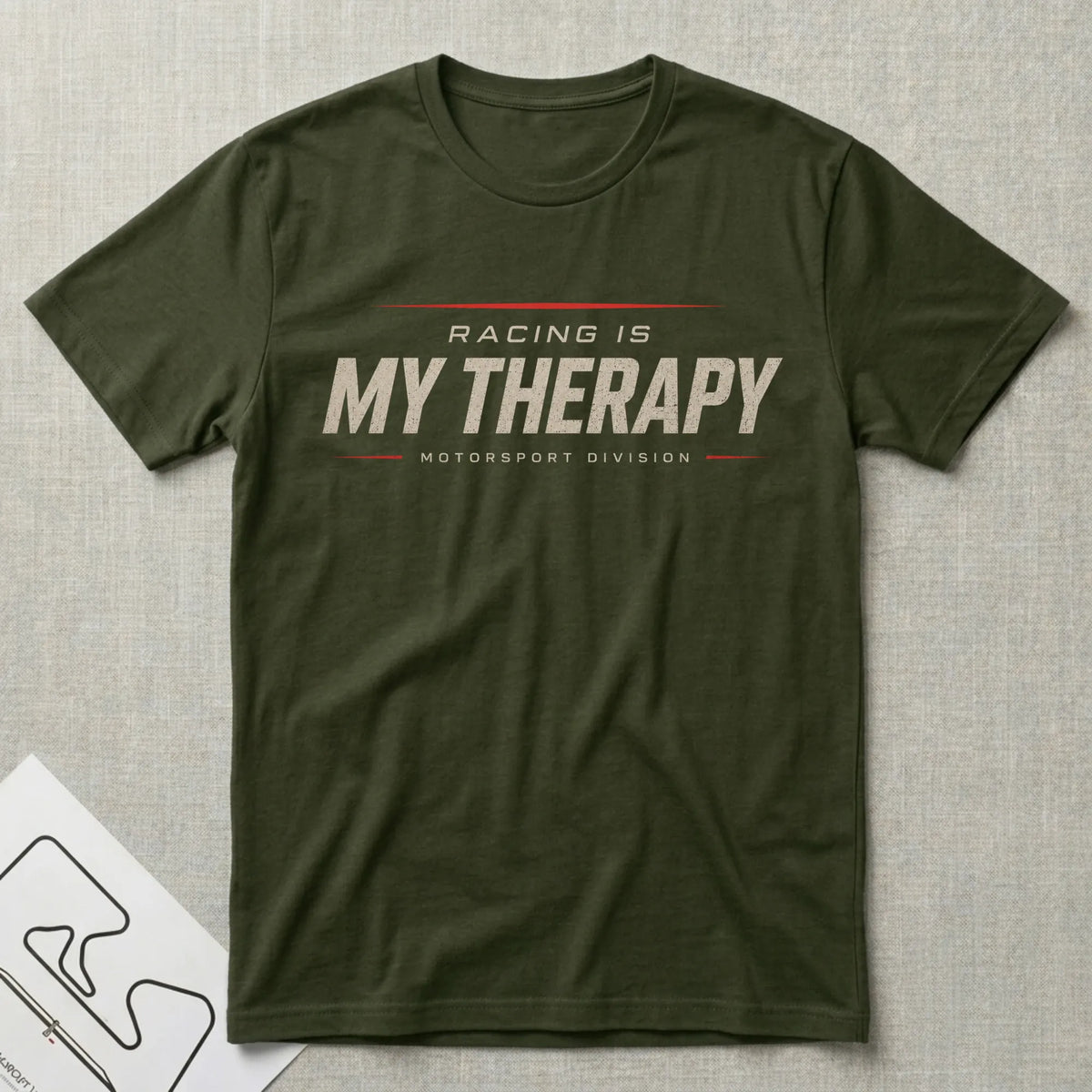 Racing is My Therapy T-Shirt - Motorsport-inspired graphic tee by Apex Paddock