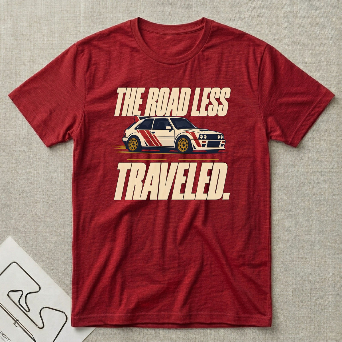 Road Less Traveled T-Shirt - Motorsport-inspired graphic tee by Apex Paddock