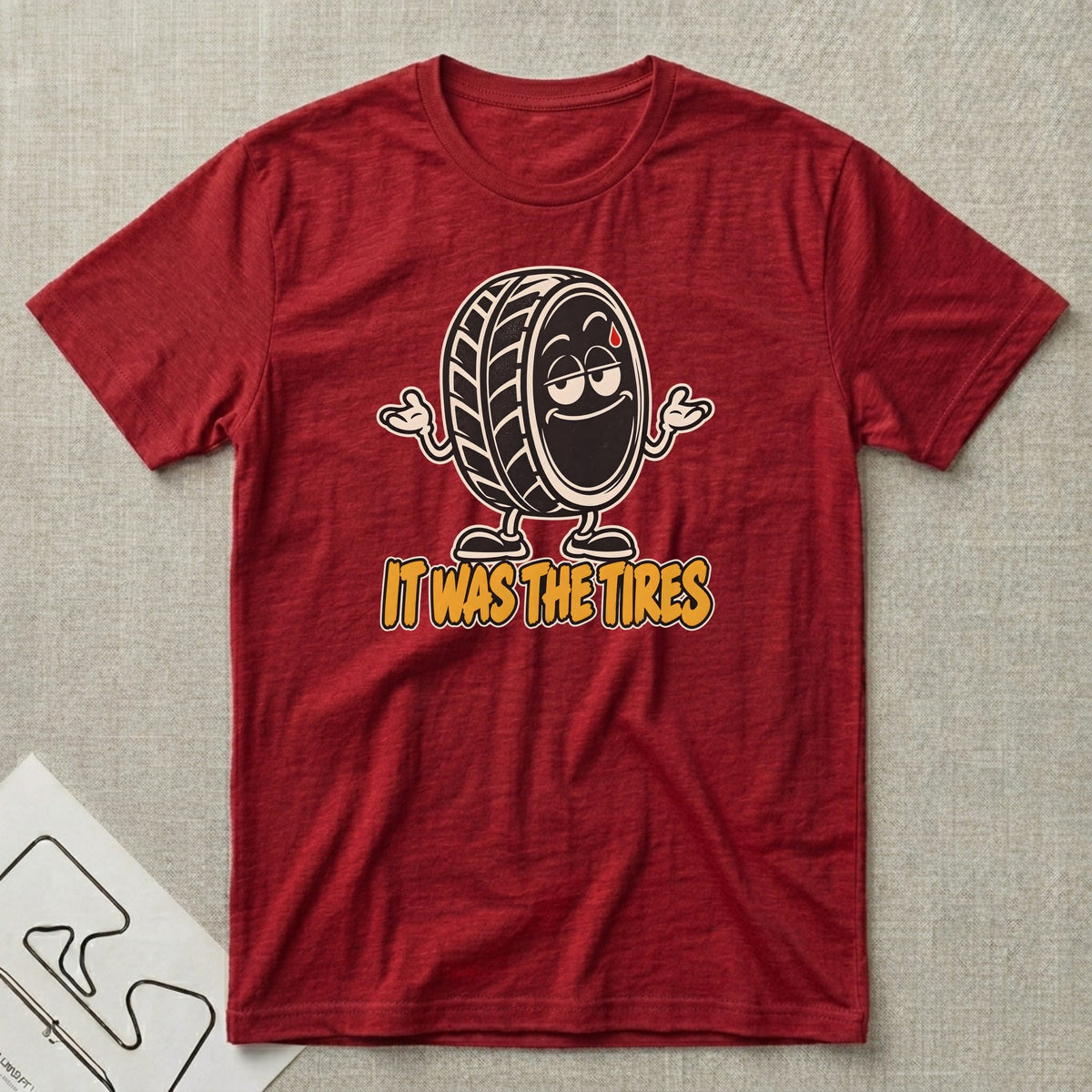Tire Trouble T-Shirt - Motorsport-inspired graphic tee by Apex Paddock